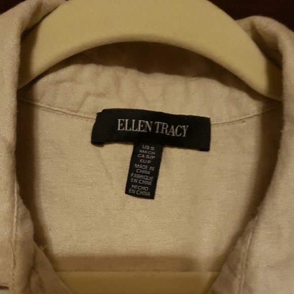 Ellen Tracy Cream Sleeveless Buttoned Knee-Length Dress - Picture 2 of 4